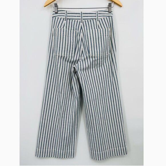 Madewell Emmett Wide-Leg Crop Pants in Stripe: Button-Front Edition, Size 25 - Picture 5 of 11